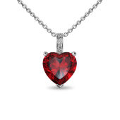 Sterling Silver 9x9mm Heart Shaped Mozambique Garnet Pendant