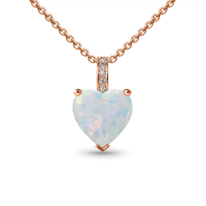 Opal rose gold heart shaped pendant