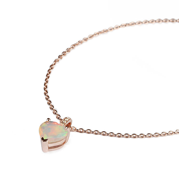 Opal rose gold heart shaped pendant
