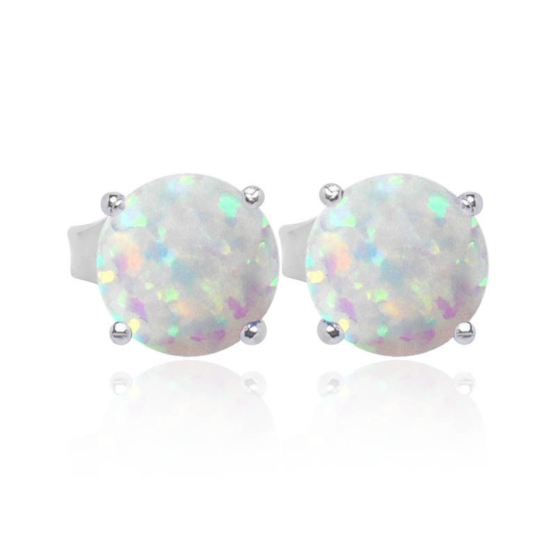 Sterling silver 6mm round Opal stud earrings