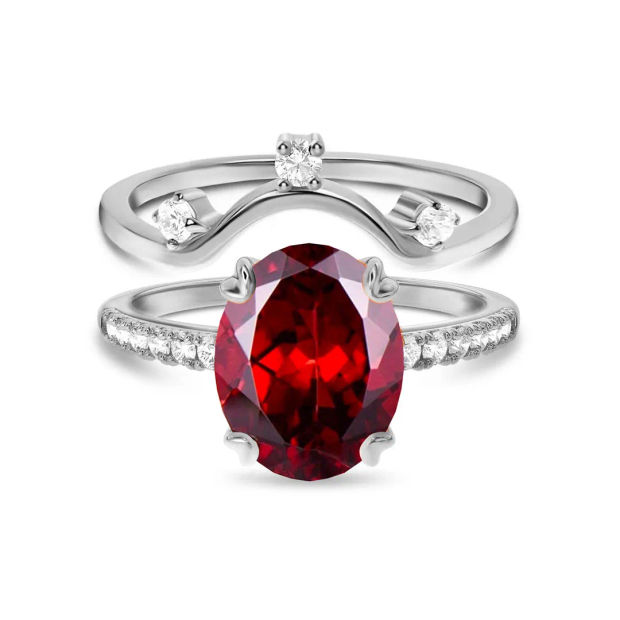 Garnet & Archway to Heaven Band Rings