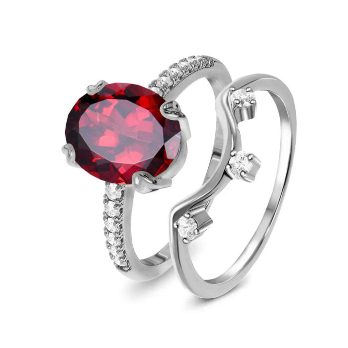 Garnet & Archway to Heaven Band Rings