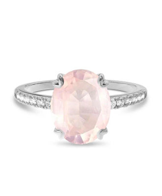 Highest quality Rose Quartz 9x7mm Oval Sterling Silver Ring