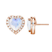 Moonstone Heart Halo Earrings