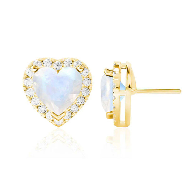 Moonstone heart stud earrings