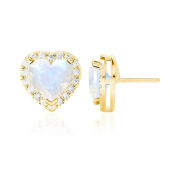 Moonstone heart stud earrings