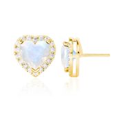 Moonstone Heart Halo Earrings
