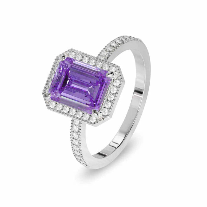 Amethyst Emerald Cut Ring