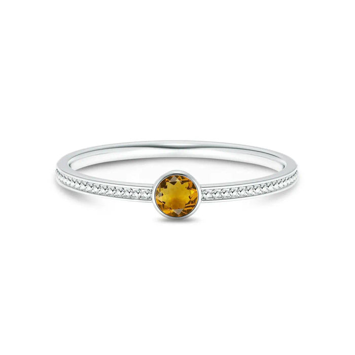 Nhẫn Classico Thạch Anh Vàng khối tròn 4mm bạc 925 Aurora Saigon