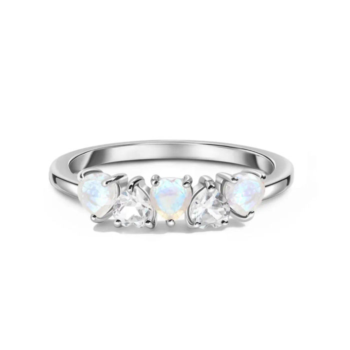 Nhẫn Heart-felt đá Mặt Trăng khối trái tim 3.5mm bạc 925 Aurora Saigon