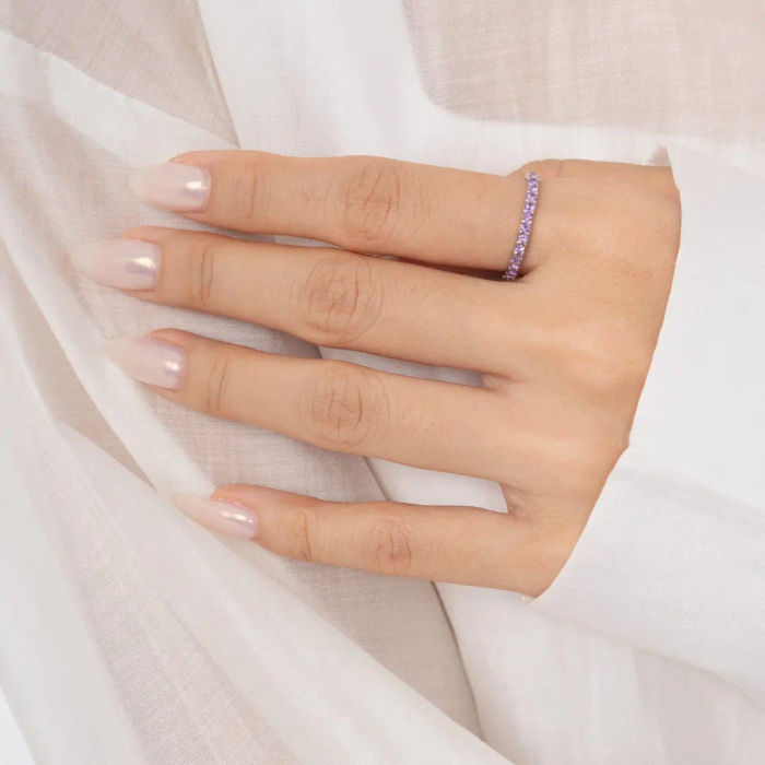 Natural African Amethyst eternity ring