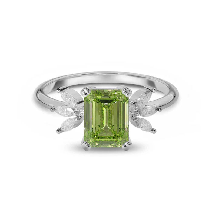 Nhẫn Angel đá Ngọc Lục Bảo Giác Cắt Emerald 8x6mm 1.35ct Bạc 925 Aurora Saigon