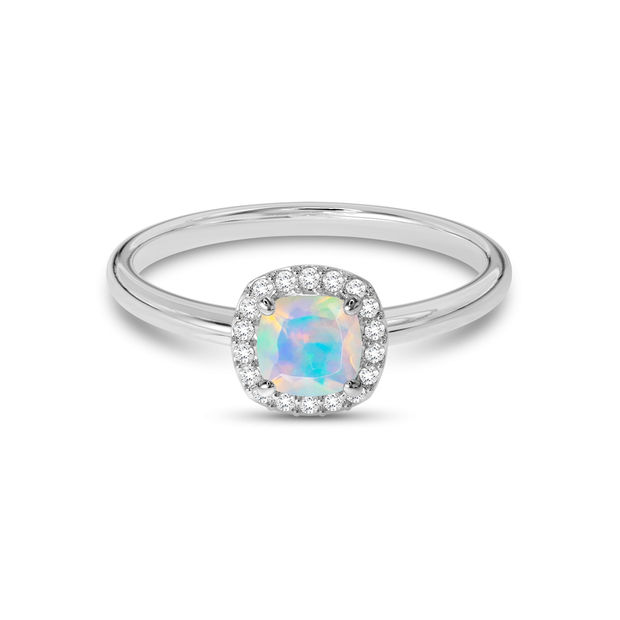 Moonstone Cushion Halo Ring