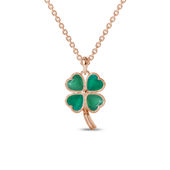 Lucky Clover Leaf Green Agate Pendant
