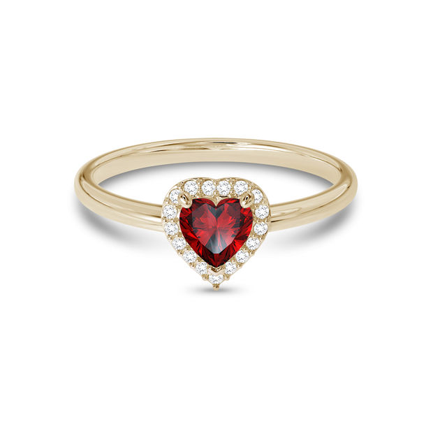 14k Yellow Gold Emma Garnet Heart Ring