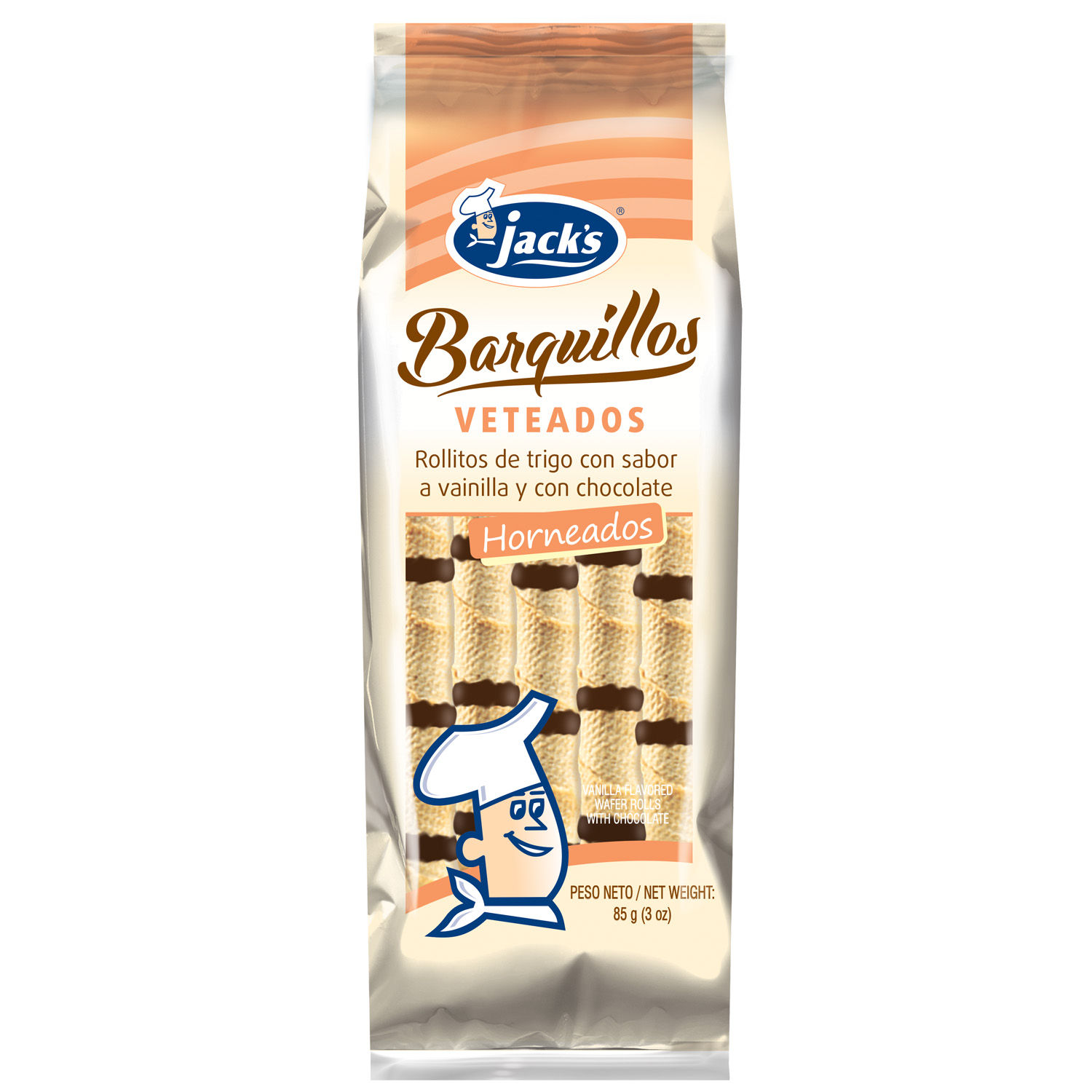 Barquillo Veteado Jacks Paquete 85 G