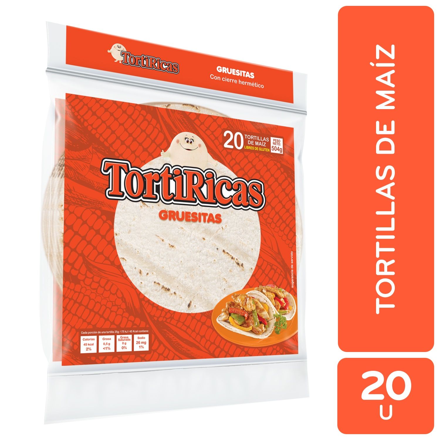 Tortillas Maiz Gruesitas 20u Torti Rica Paquete 504 G