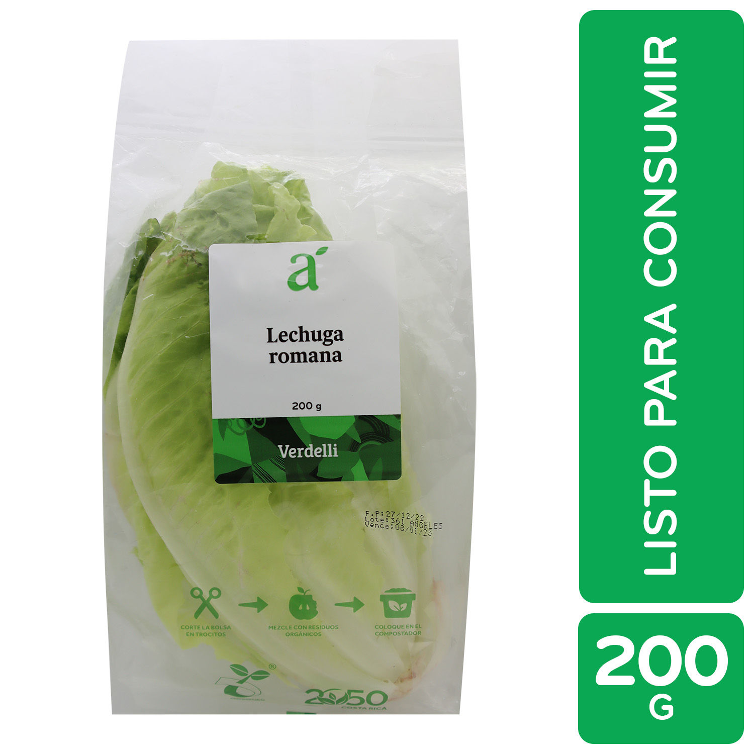 Ensalada Lechuga Romana Auto Mercado Paquete 200 G