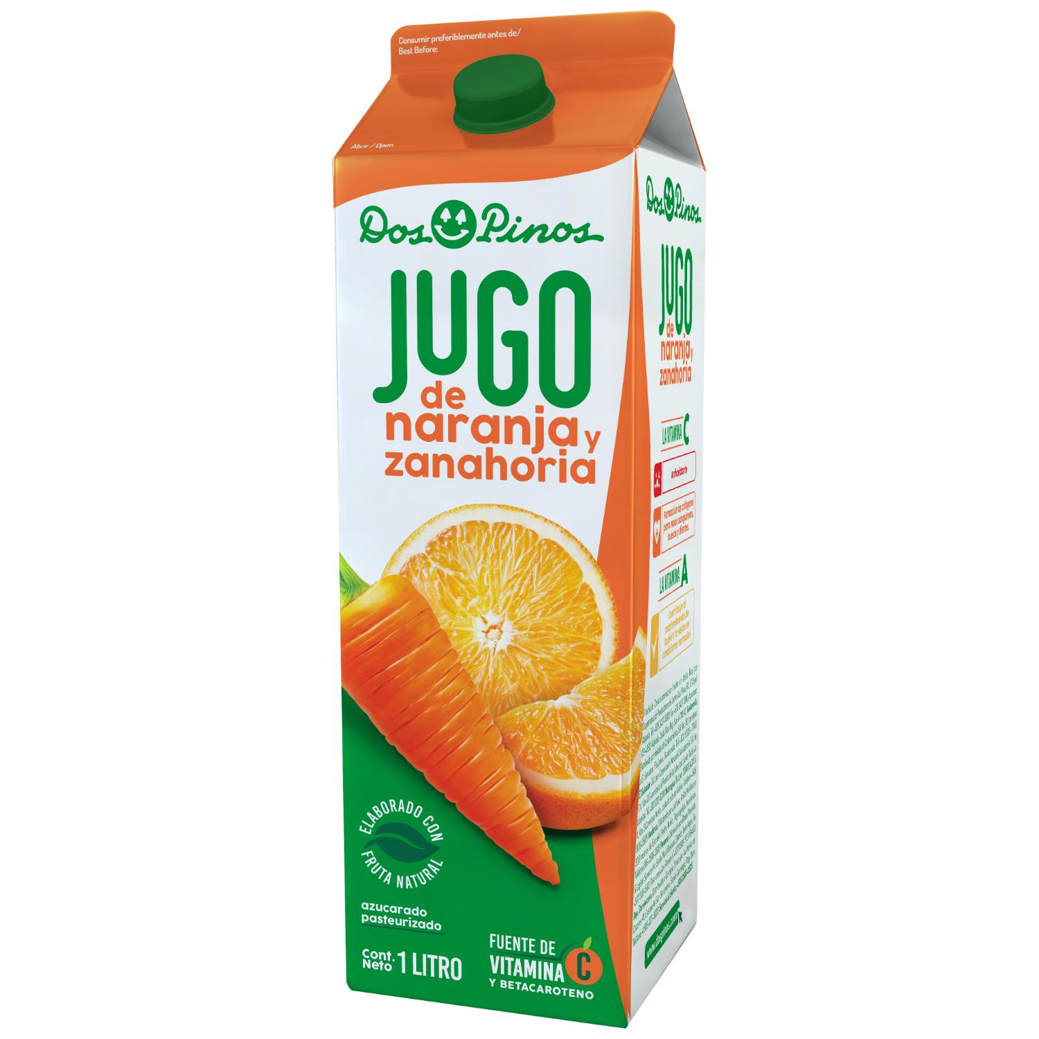 Bebida Jugo Naranja Con Zanahoria Dos Pinos Pack Caja 1000 Ml