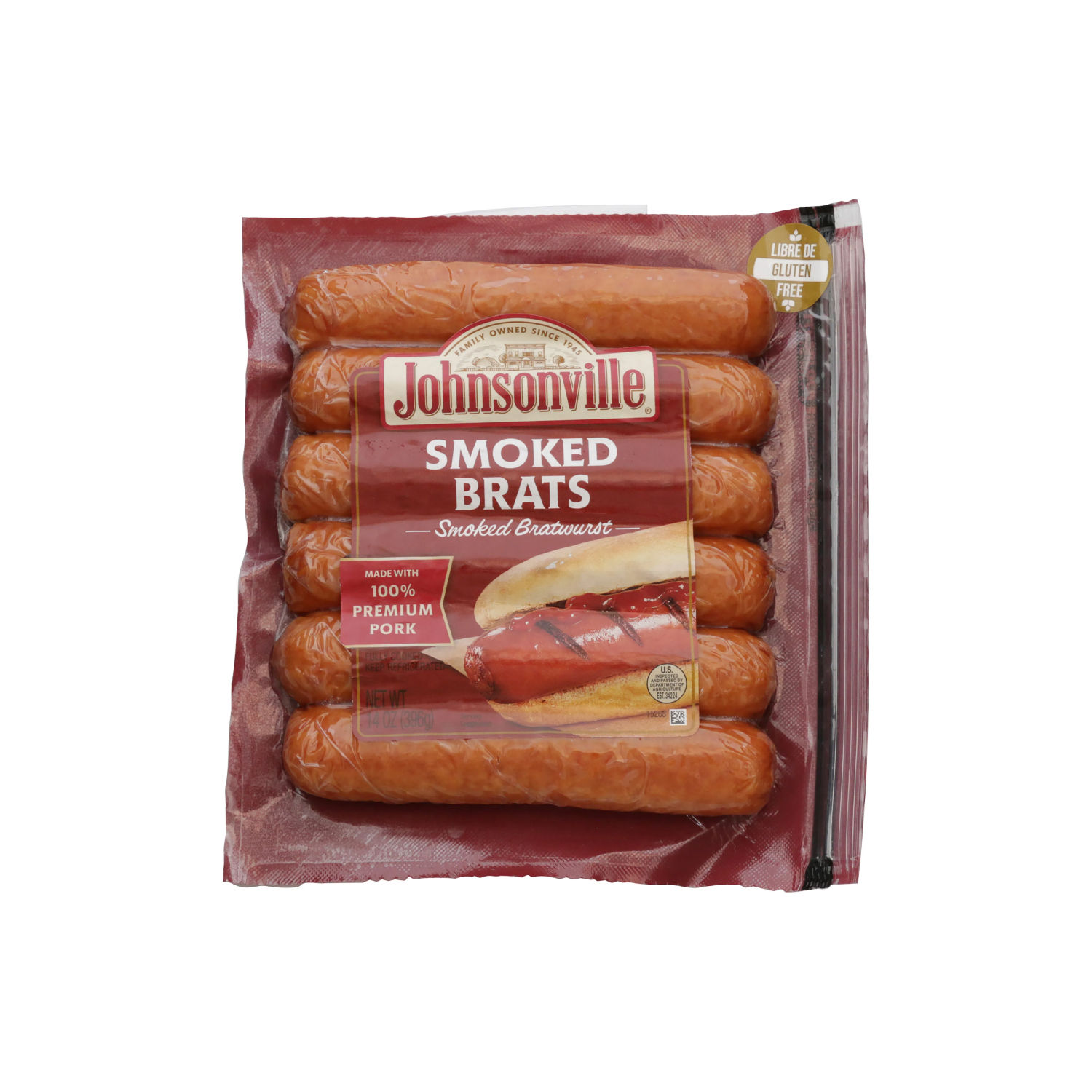 Salchicha Ahumada Bratwurst Sin Gluten Usa Johnsonville Paquete 396 G
