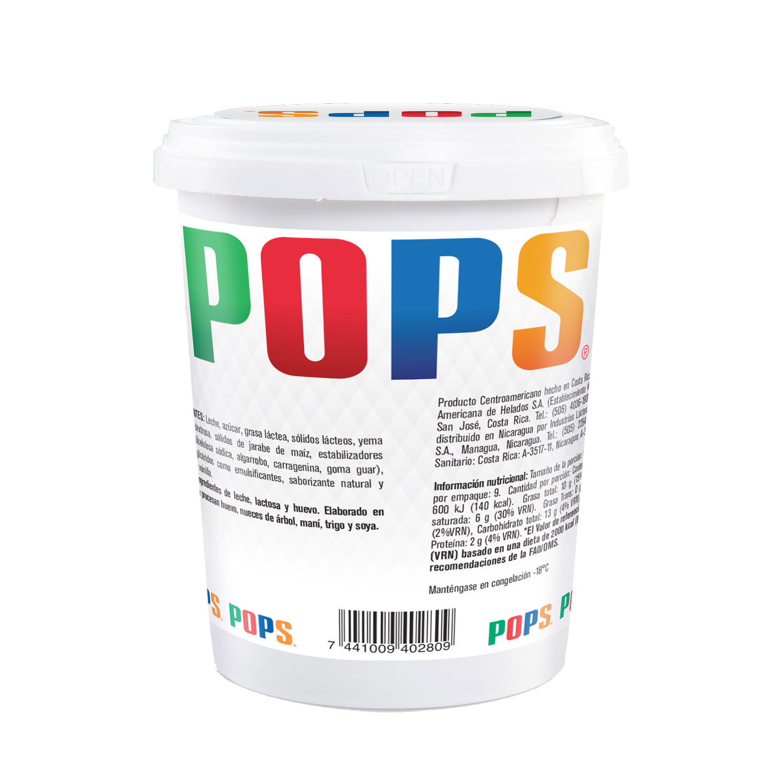 Helado Vainilla Pops Envase 536 G