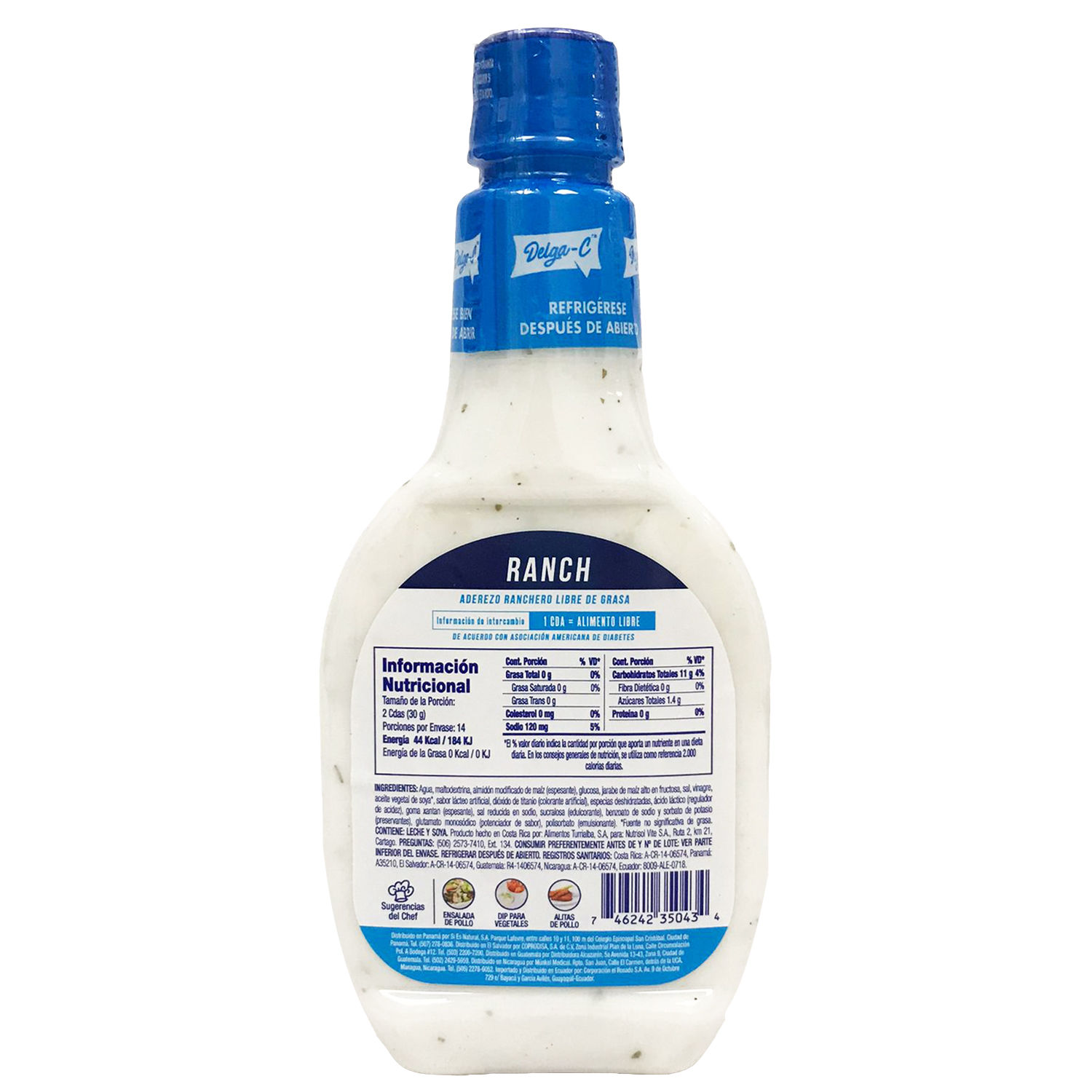 Aderezo Ranch Sin Grasa Delga-c Envase 443 Ml