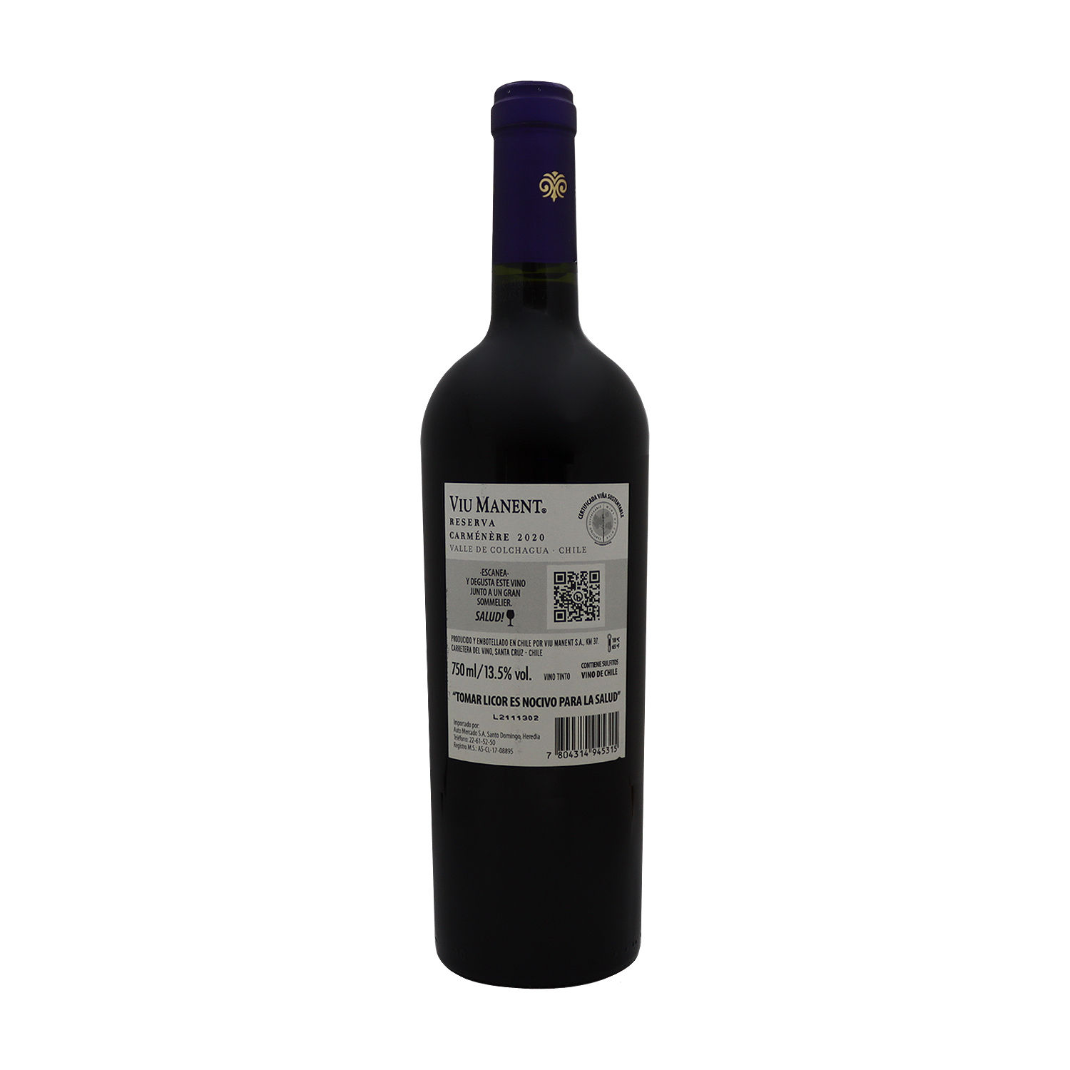 Vino Tinto Chile Carmenere Reserva Viu Manent