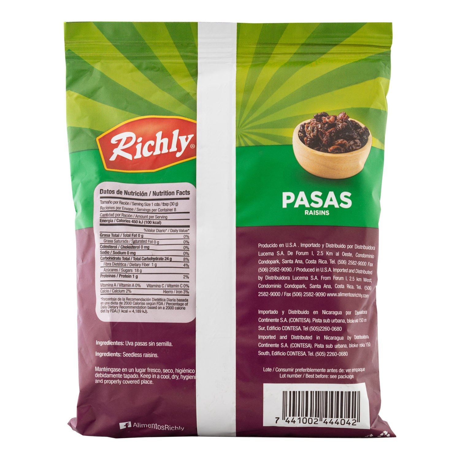 Fruta Deshidratada Pasas Sin Semilla Richly Paquete 250 G