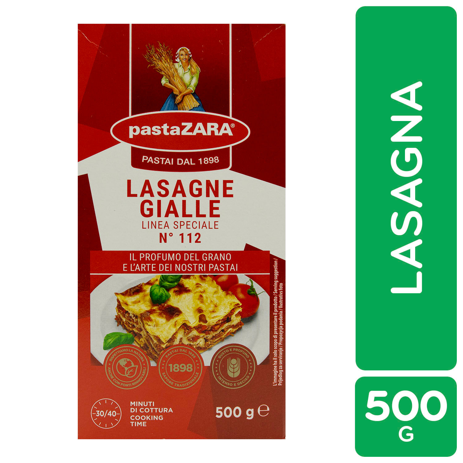 Pasta Alimenticia Lasagña Pasta Zara Caja 500g