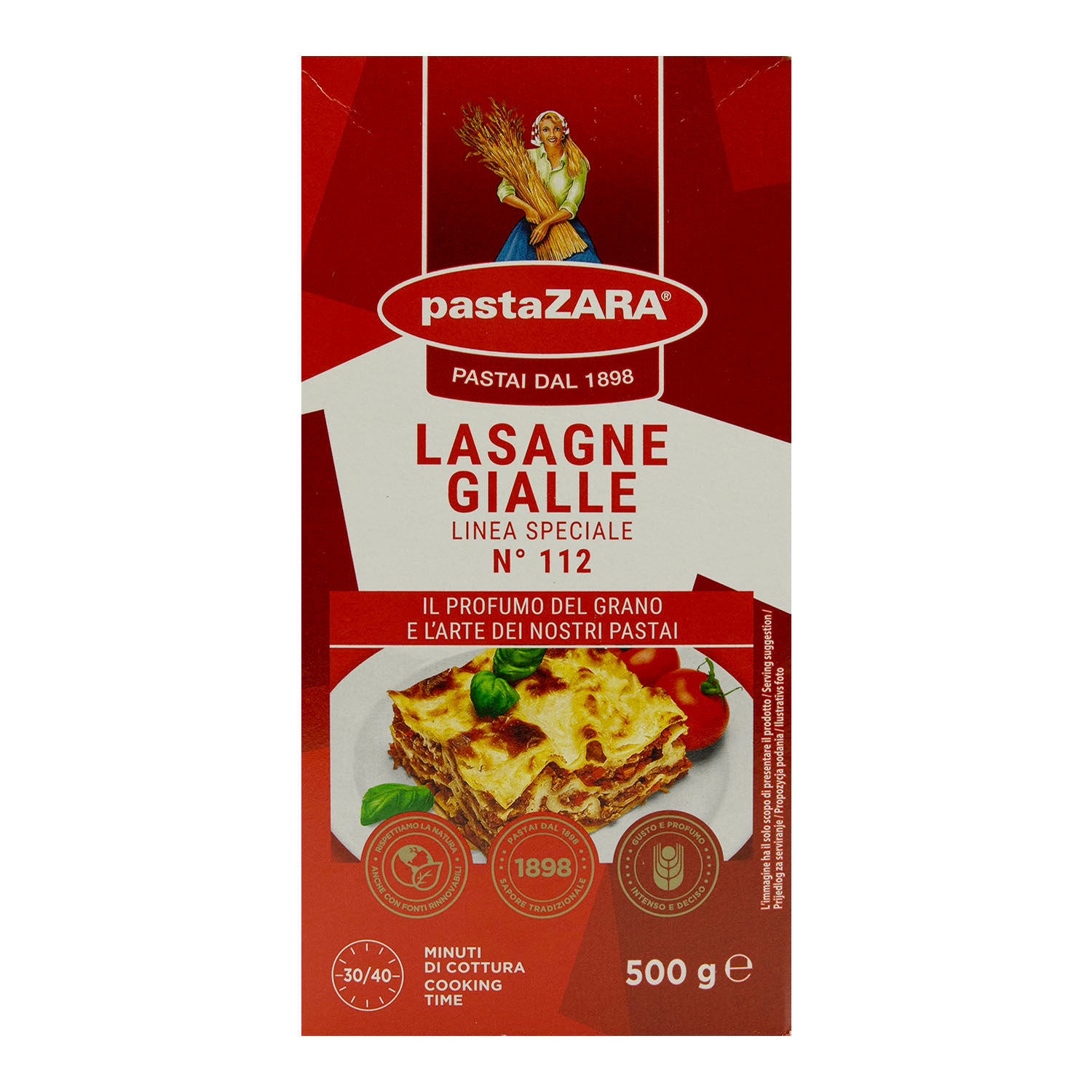 Pasta Alimenticia Lasagña Pasta Zara Caja 500g