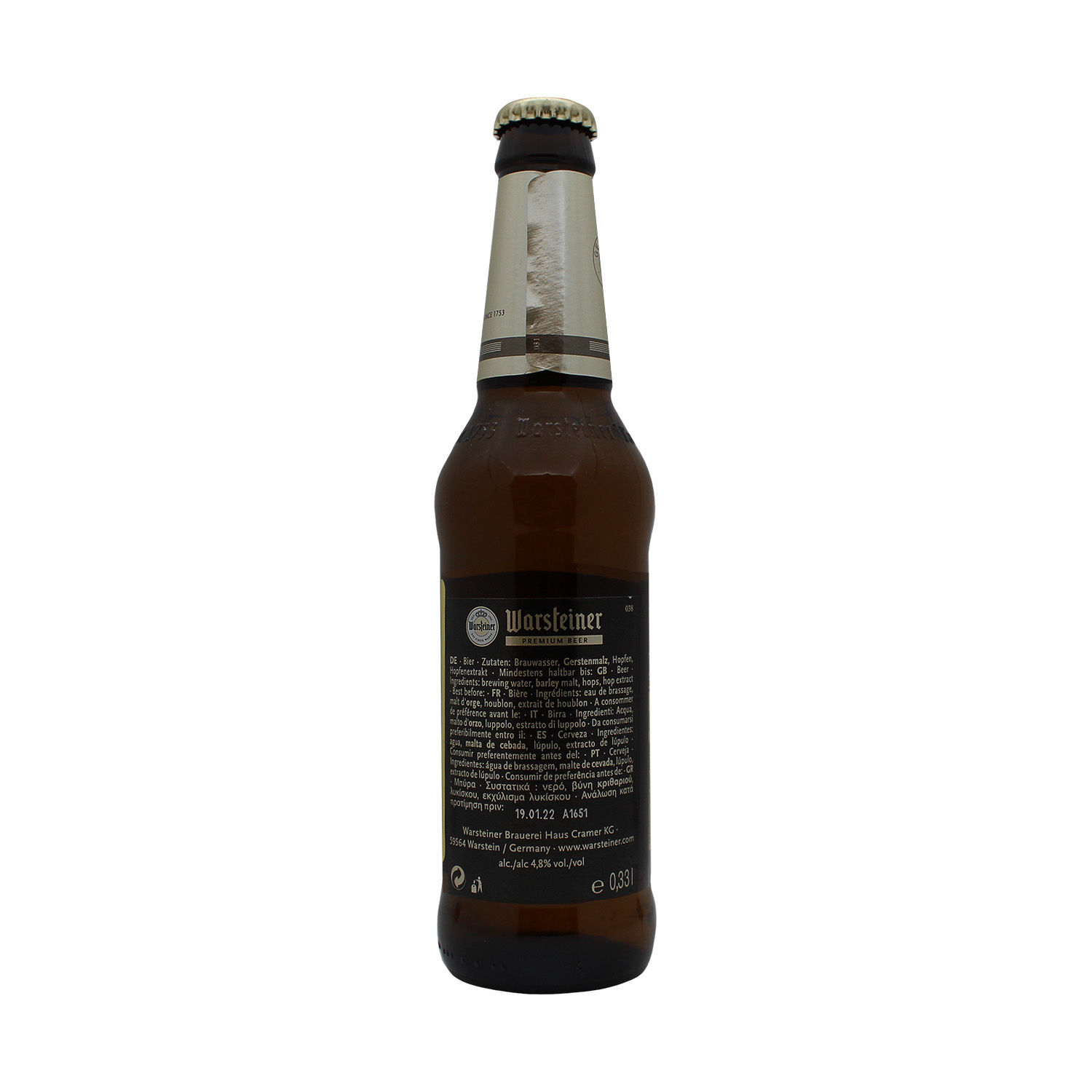 Cerveza Importada Alemania Warsteiner Botella 330 Ml