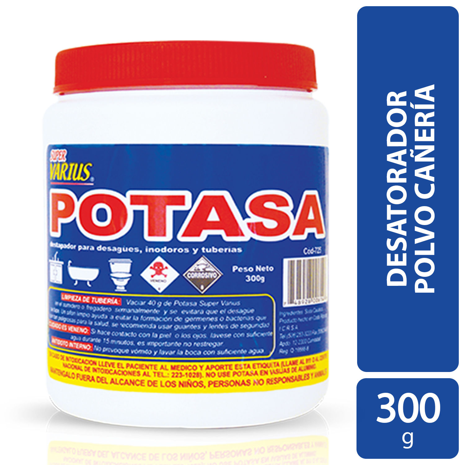 Desatorador Polvo Cañeria Potasa Varius Lata 300 G