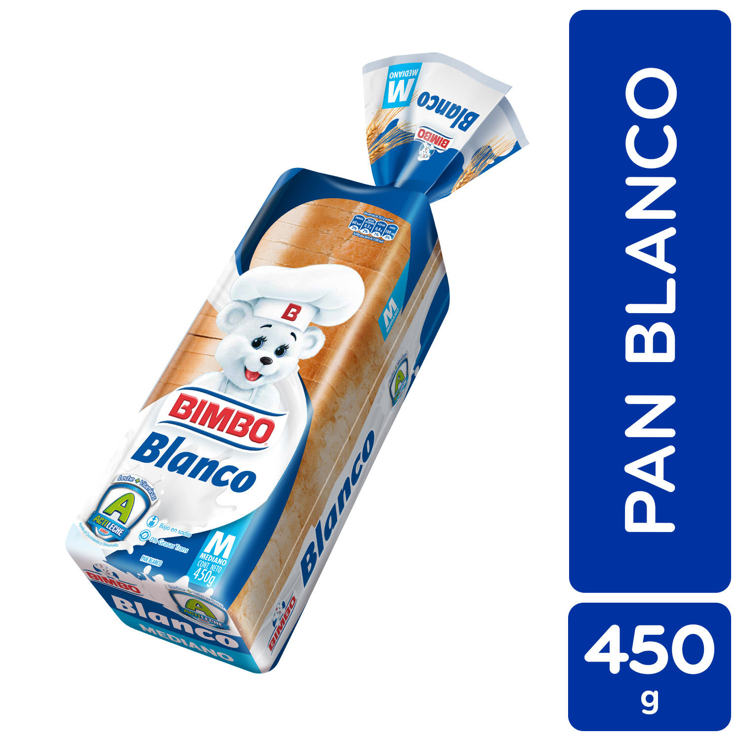 Pan Empacado Blanco Mediano Bimbo Paquete 450 G