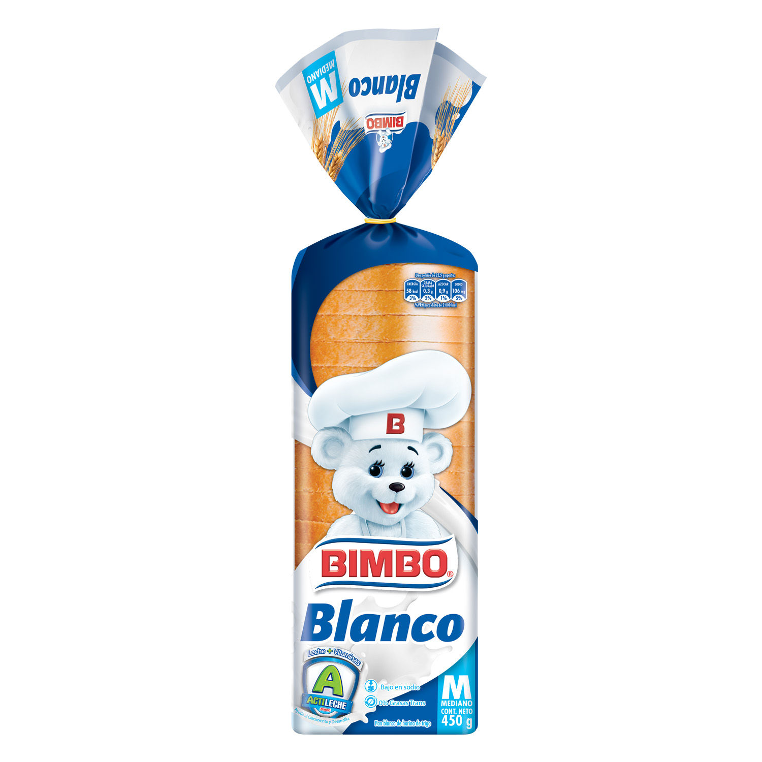 Pan Empacado Blanco Mediano Bimbo Paquete 450 G