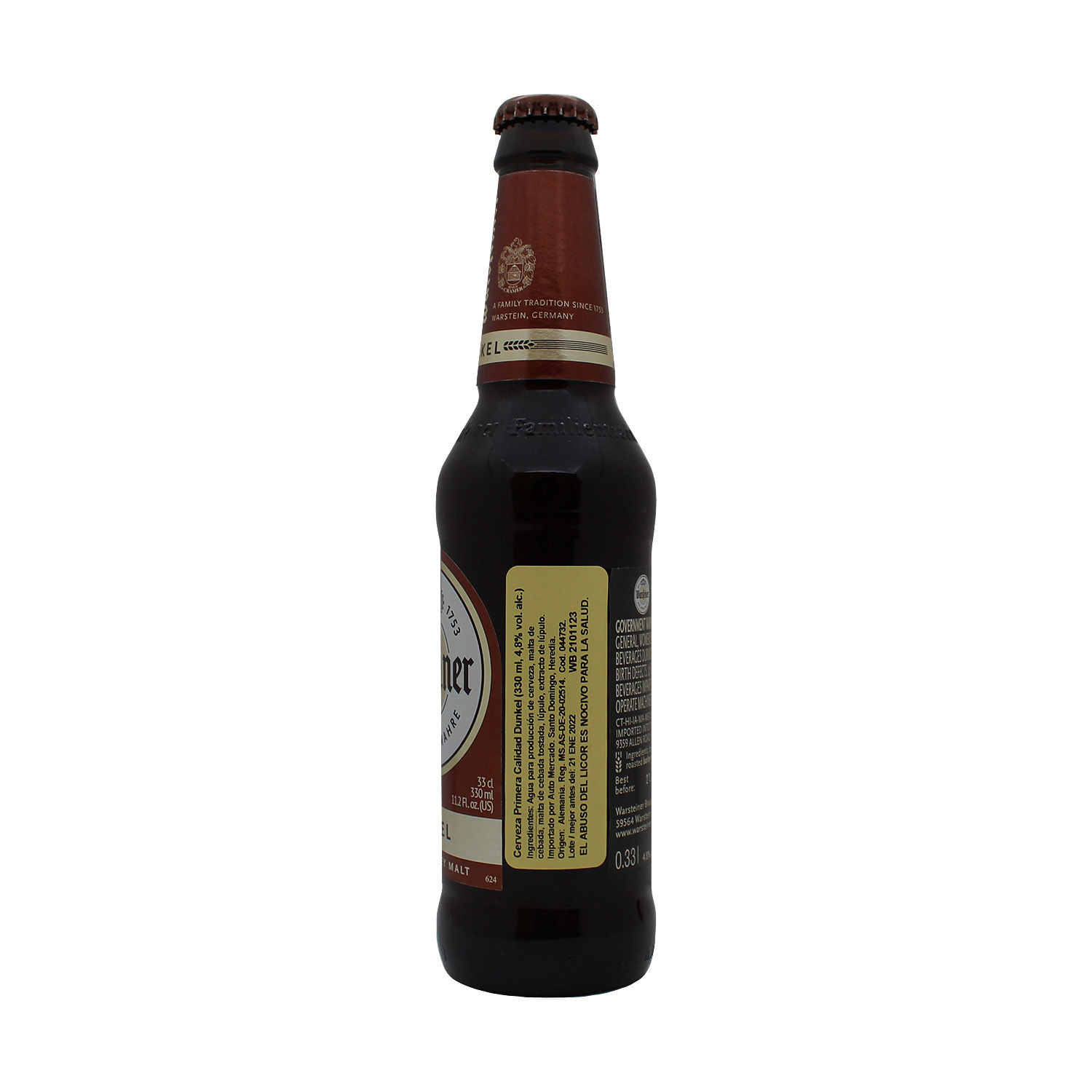 Cerveza Importada Negra Alemania Warsteiner Botella 330 Ml