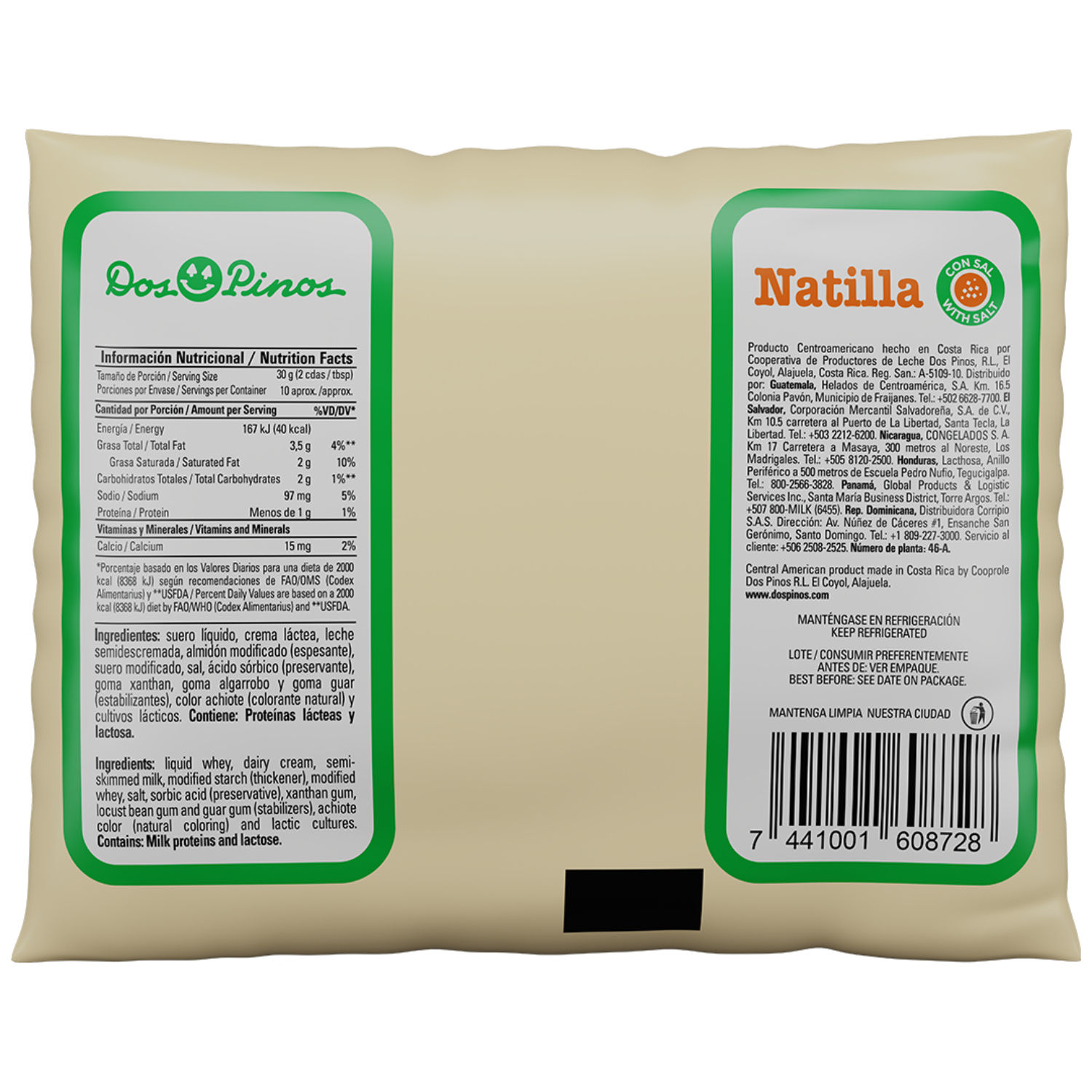 Natilla Con Sal Liviana Dos Pinos Paquete 300 G