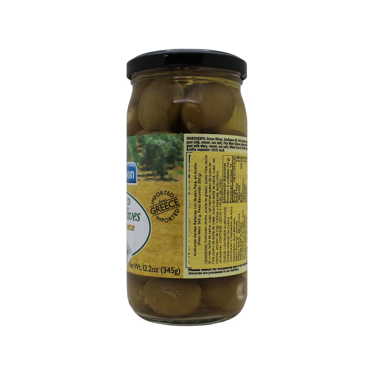 Aceituna Rellena Queso Sin Semilla Parthenon Frasco 345 G