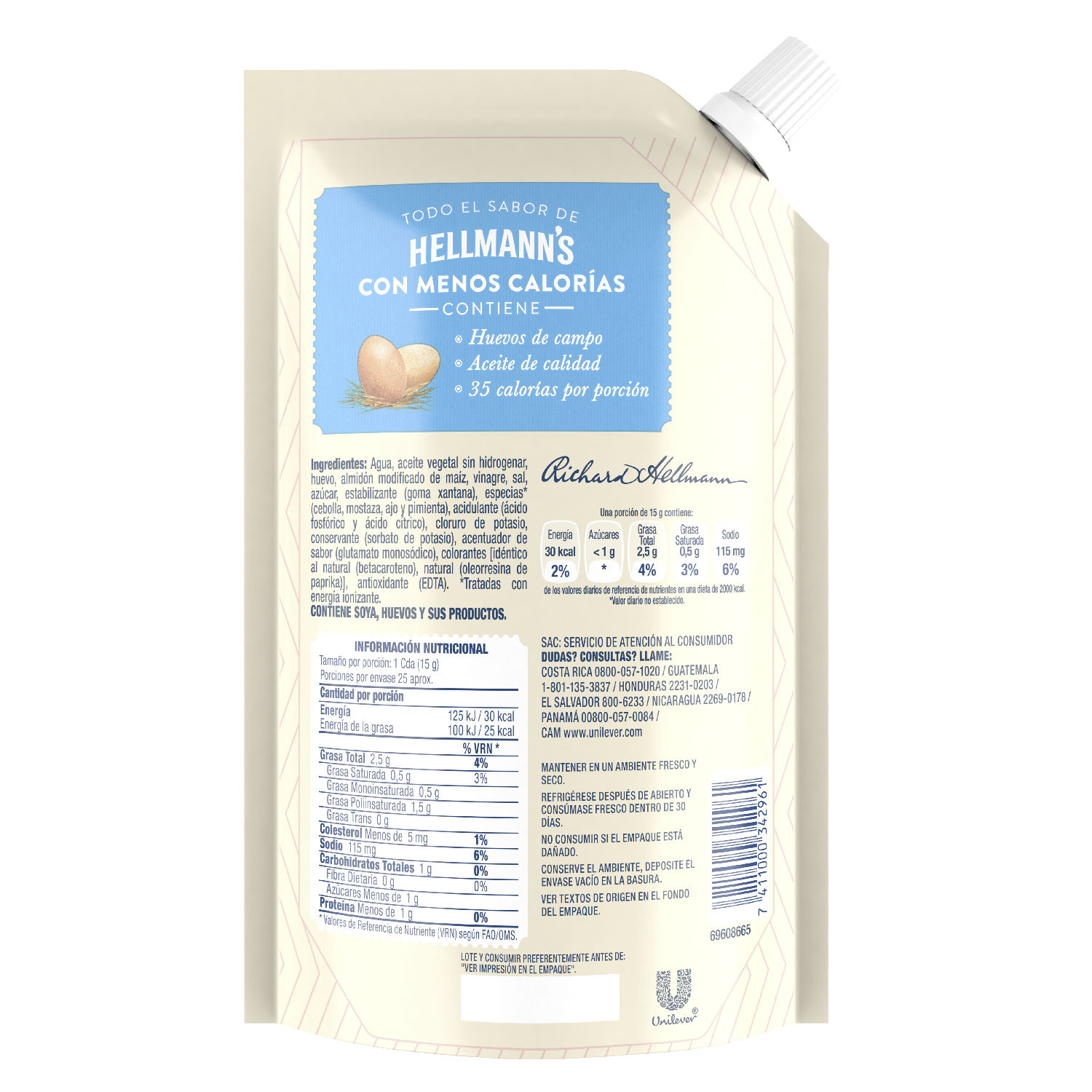 Mayonesa Natural Light Hellmann's Paquete 380 G