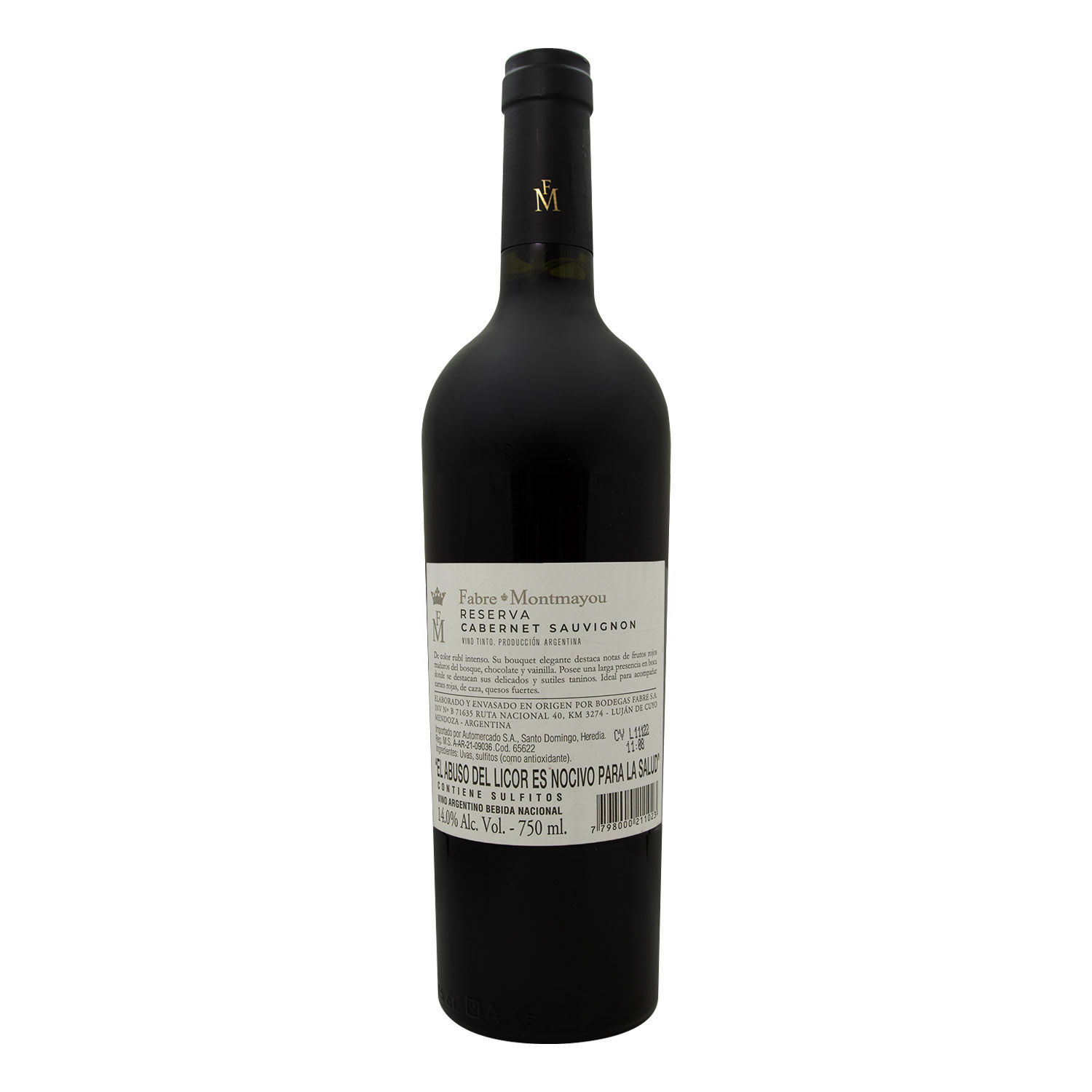 Vino Tinto Argentina Cabernet Sauvignon Reserva Fabre Montmayou