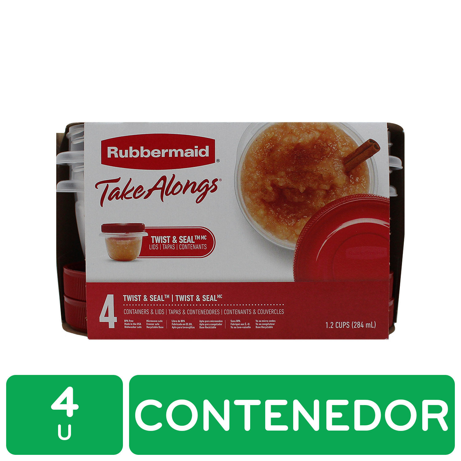 Contenedor Plastico 1.2t Rubbermaid Blister 4 Unid