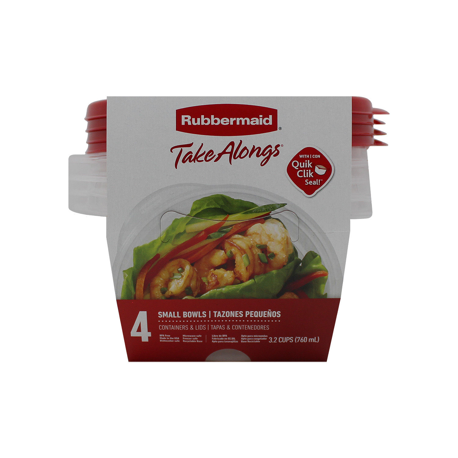 Contenedor Plastico 760 Ml Rubbermaid Blister 4 Unid