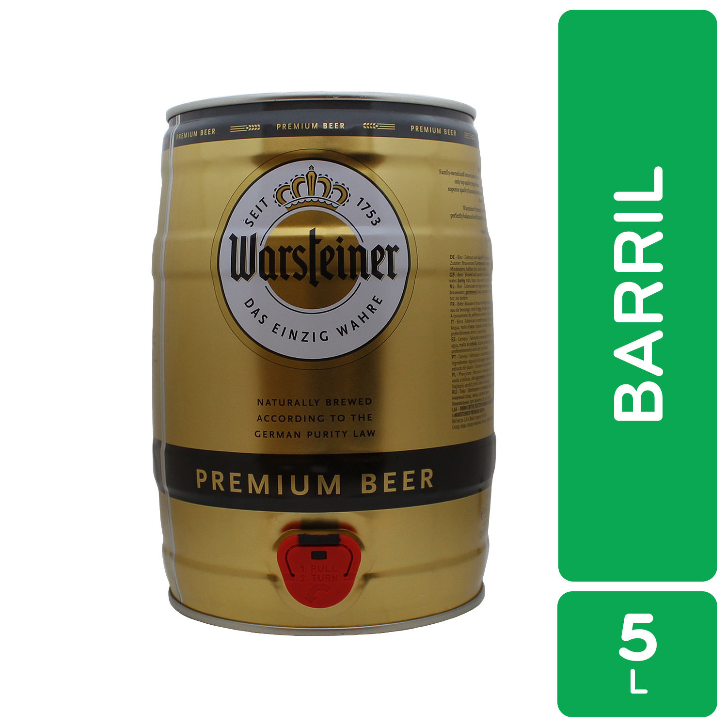 Cerveza Importada Barril Alemania Warsteiner Lata 5000 Ml