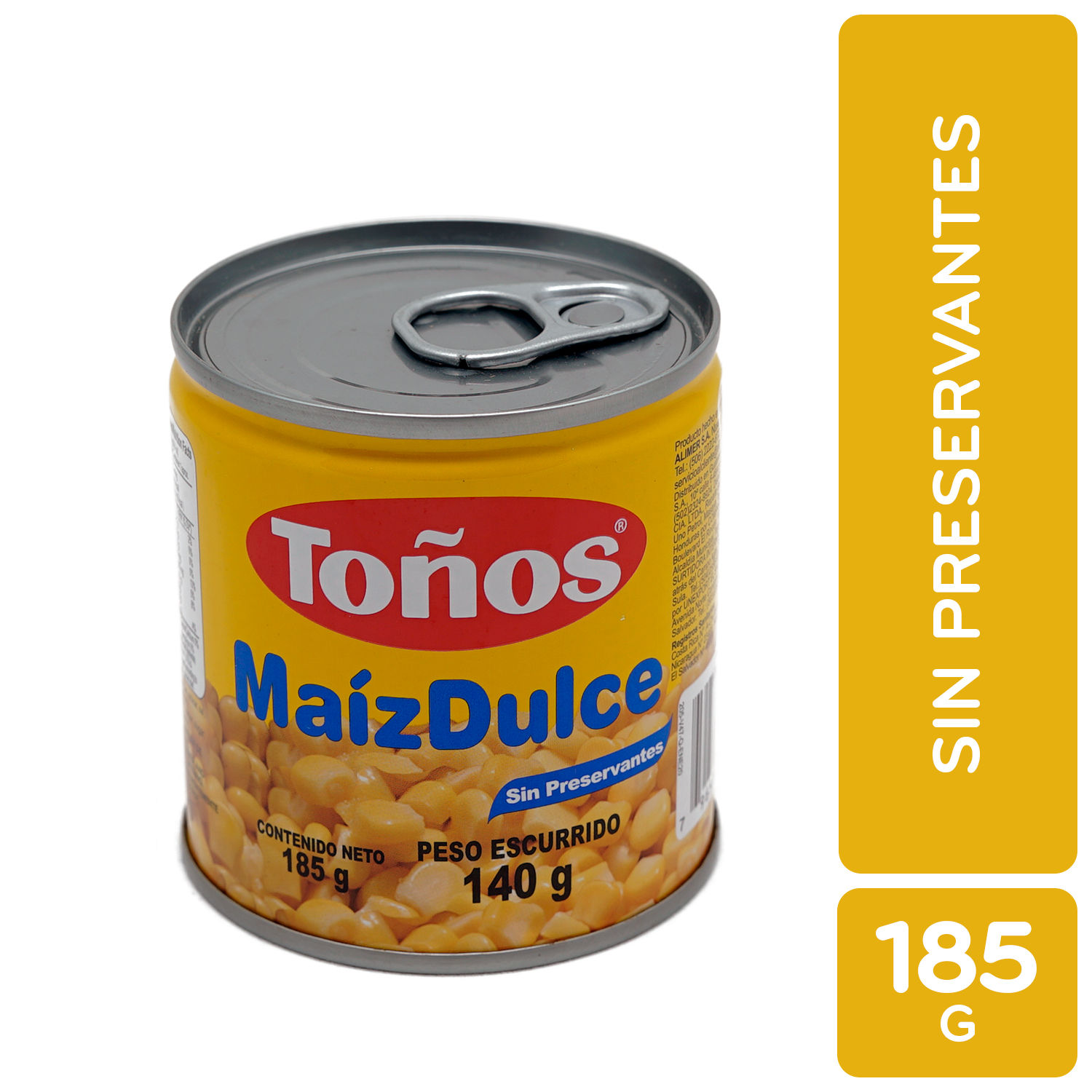 Maiz Entero Dulce Tonos Lata 185 G