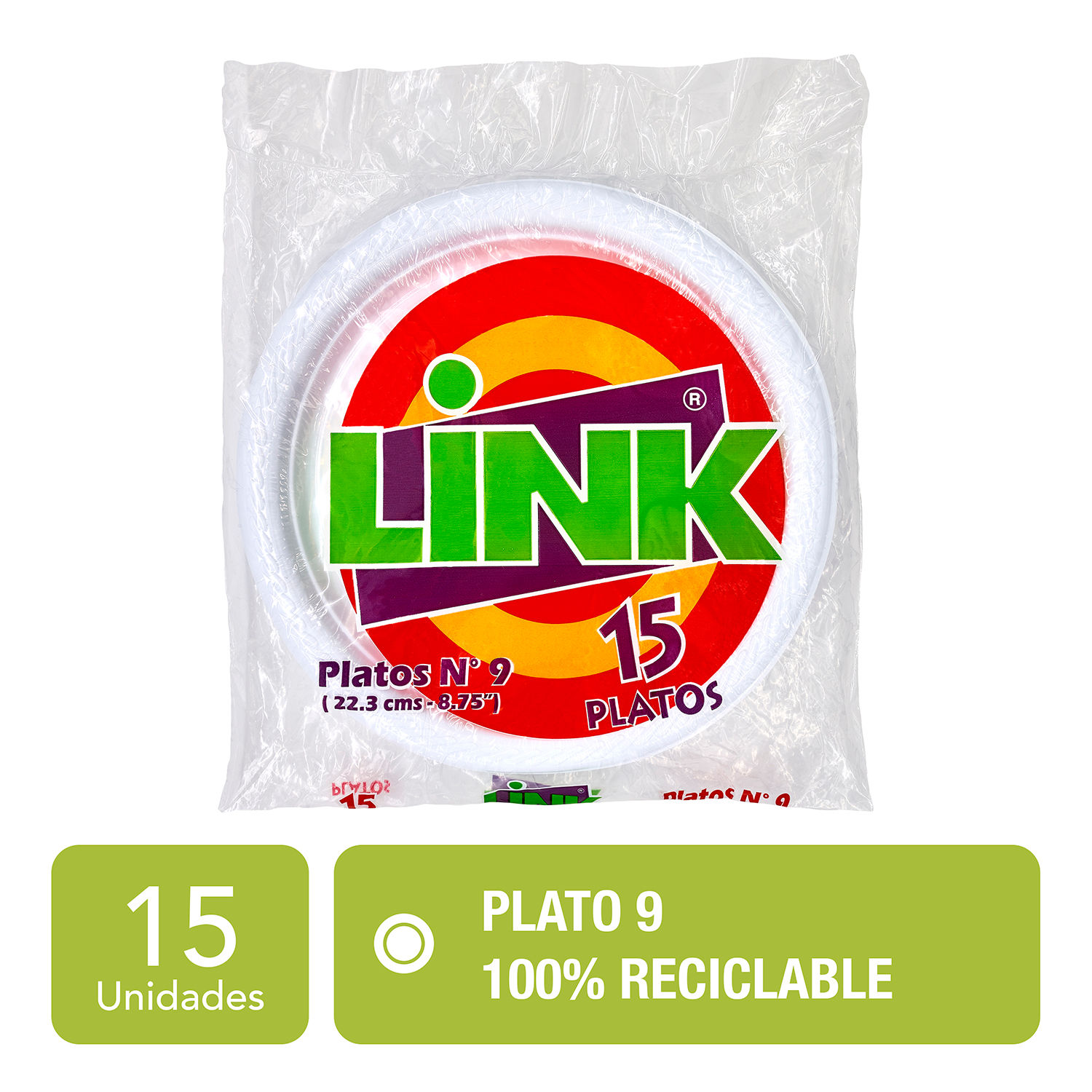 Plato Plastico #9 Link Paquete 15 Unid
