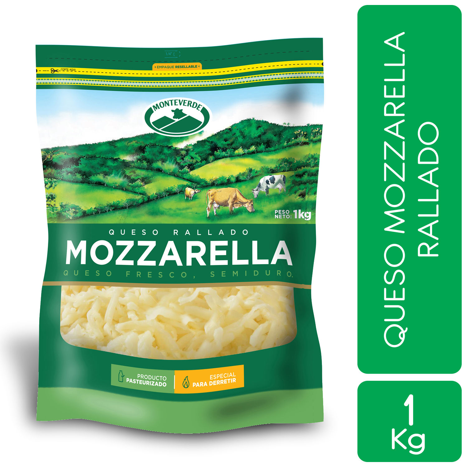 Queso Mozzarella Rallado Monteverde Paquete 1000 G