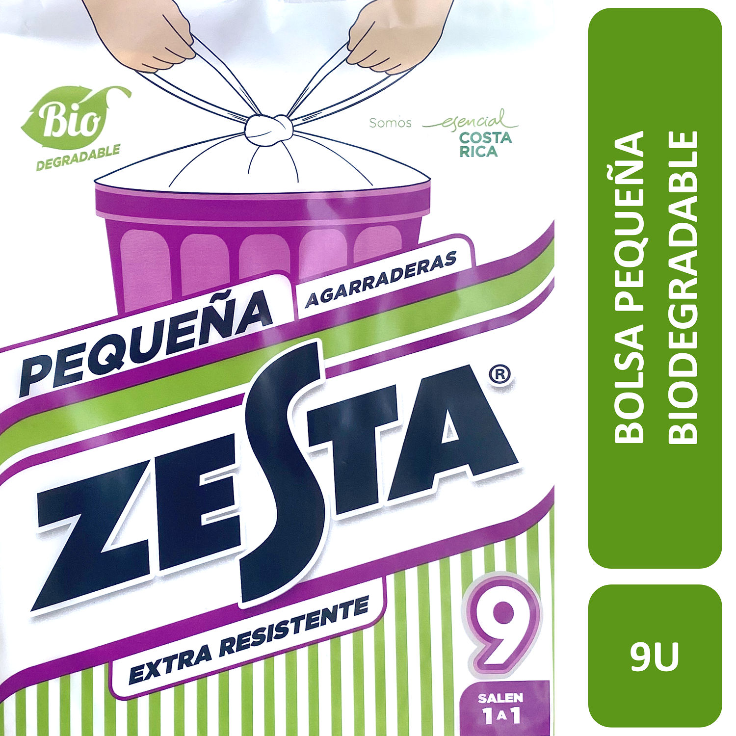 Bolsa Basura Pequeña Blanca Agarradera Bio Zesta Bolsa 9 Unid