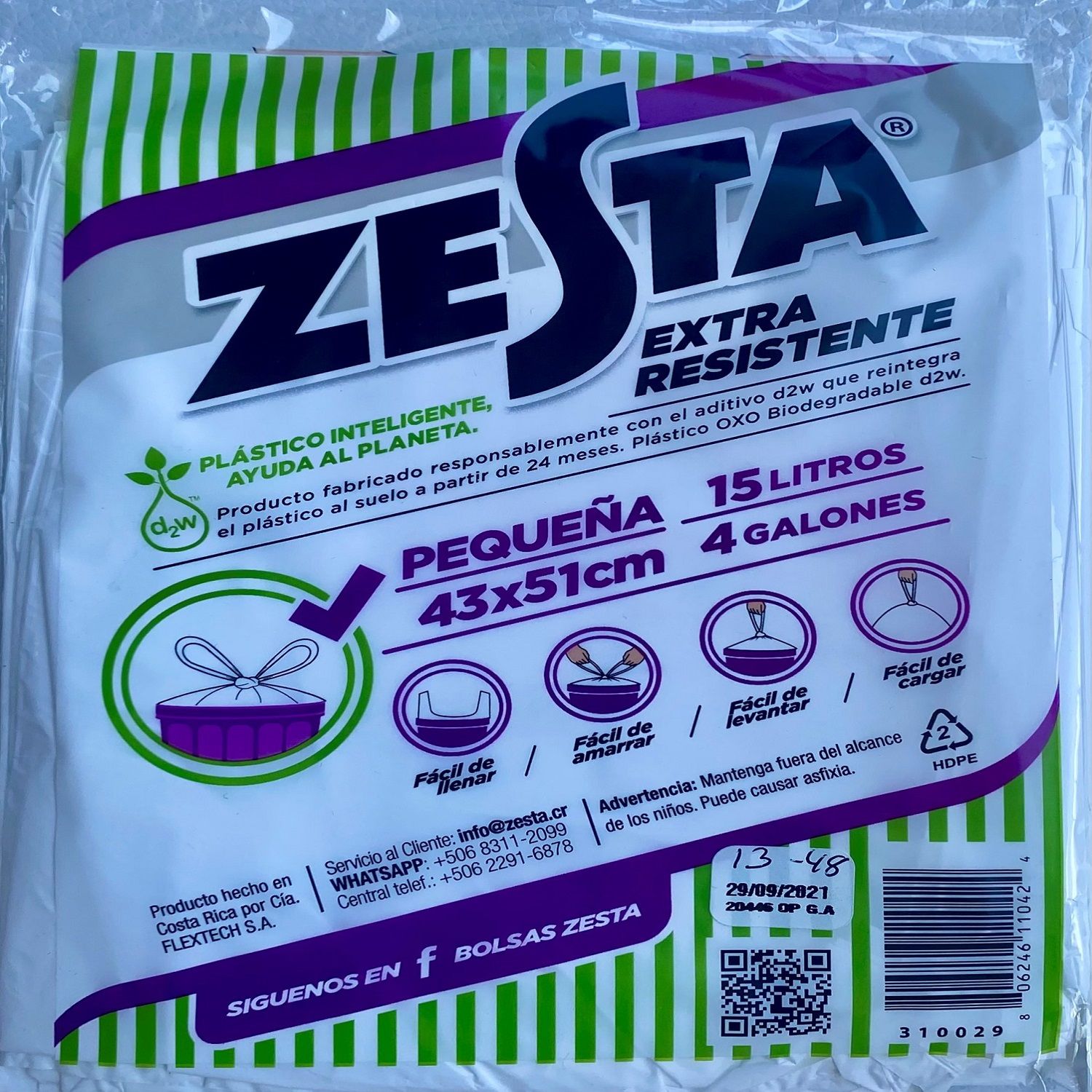 Bolsa Basura Pequeña Blanca Agarradera Bio Zesta Bolsa 9 Unid