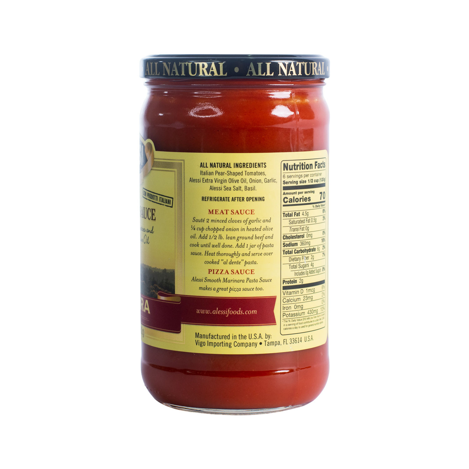 Salsa Tomate Preparada Marinara Alessi Frasco 680 G