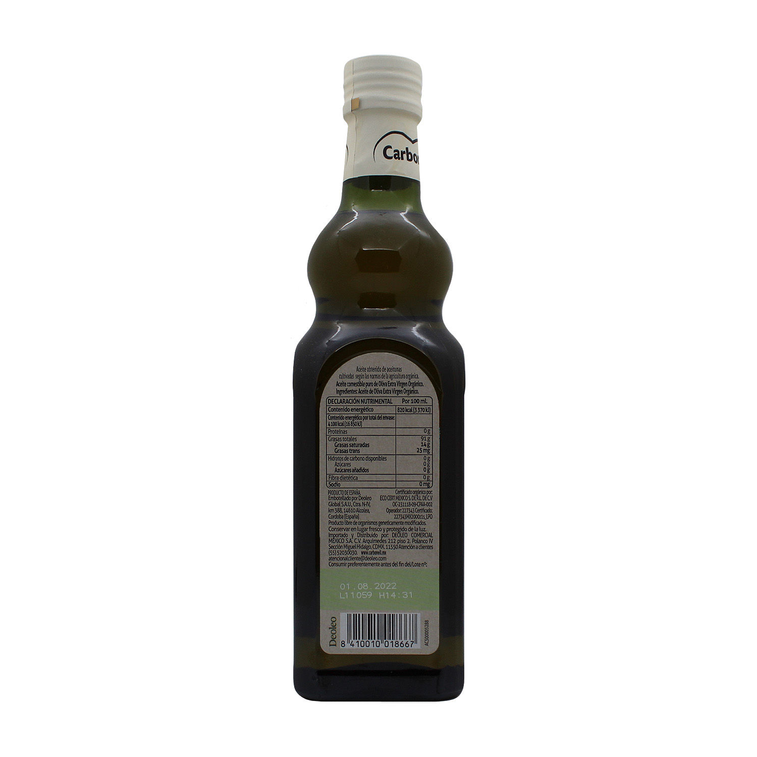 Aceite Oliva Extra Virgen Organico Carbonell Botella 500 Ml