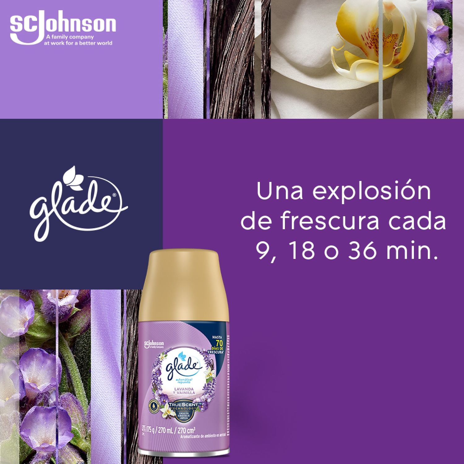 Desodorante Ambiental Automatico Lavanda Repuesto Glade Envase 270 Ml